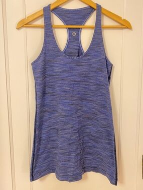 Lululemon Heather Blue Racerback Long Tank Top Reversible Workout Yoga Sports